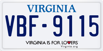 VA license plate VBF9115