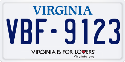 VA license plate VBF9123