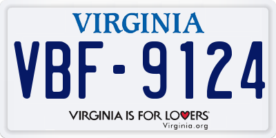 VA license plate VBF9124