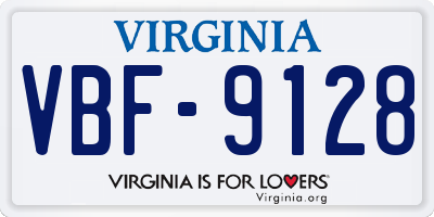 VA license plate VBF9128