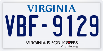 VA license plate VBF9129