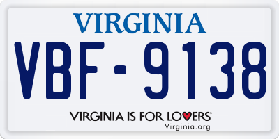 VA license plate VBF9138