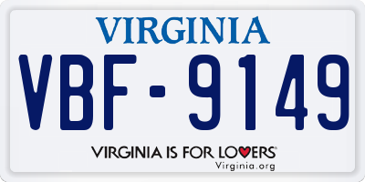 VA license plate VBF9149