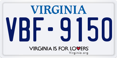 VA license plate VBF9150