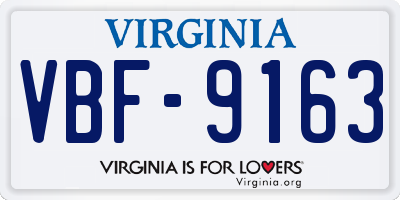 VA license plate VBF9163