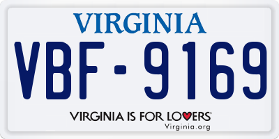 VA license plate VBF9169
