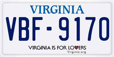 VA license plate VBF9170