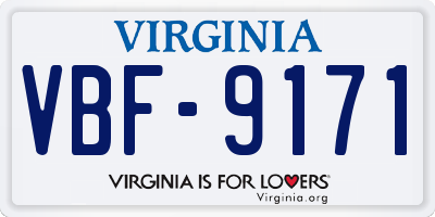 VA license plate VBF9171