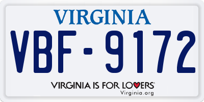 VA license plate VBF9172
