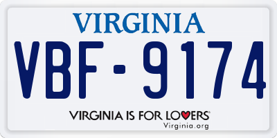 VA license plate VBF9174