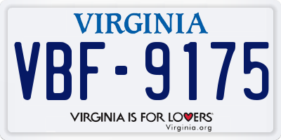 VA license plate VBF9175