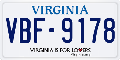 VA license plate VBF9178