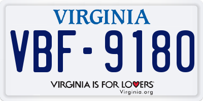 VA license plate VBF9180
