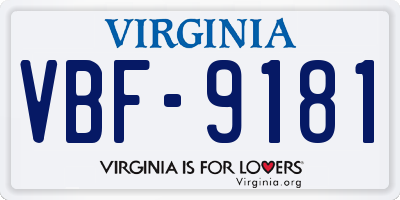 VA license plate VBF9181
