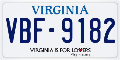 VA license plate VBF9182