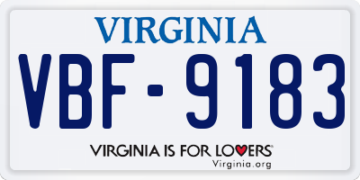 VA license plate VBF9183