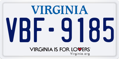 VA license plate VBF9185