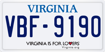 VA license plate VBF9190