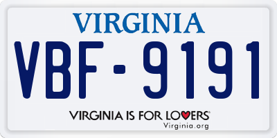 VA license plate VBF9191