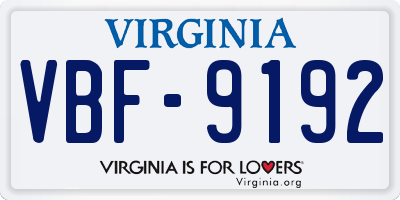 VA license plate VBF9192