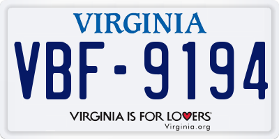VA license plate VBF9194