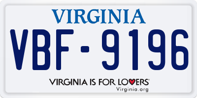 VA license plate VBF9196