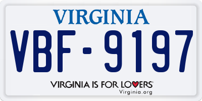 VA license plate VBF9197