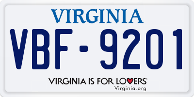 VA license plate VBF9201