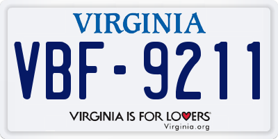 VA license plate VBF9211