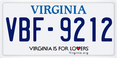 VA license plate VBF9212