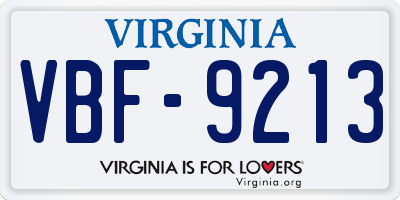 VA license plate VBF9213