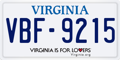 VA license plate VBF9215