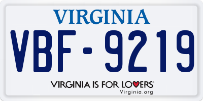 VA license plate VBF9219