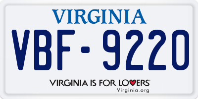 VA license plate VBF9220