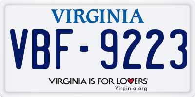 VA license plate VBF9223