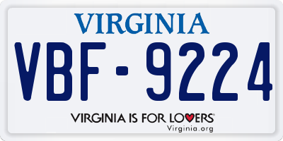 VA license plate VBF9224