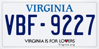 VA license plate VBF9227
