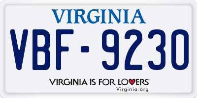 VA license plate VBF9230