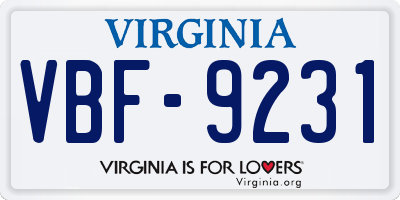 VA license plate VBF9231