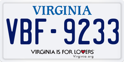VA license plate VBF9233