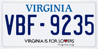 VA license plate VBF9235