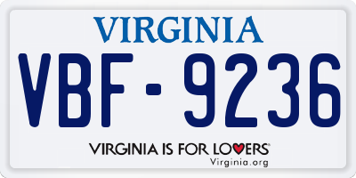 VA license plate VBF9236