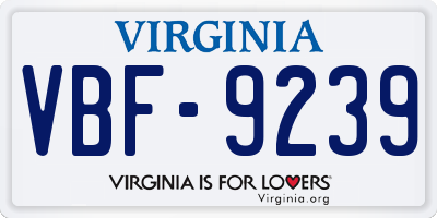 VA license plate VBF9239