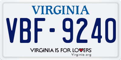 VA license plate VBF9240