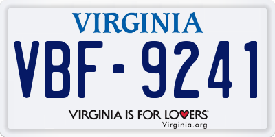 VA license plate VBF9241