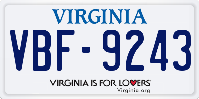 VA license plate VBF9243