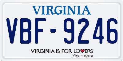 VA license plate VBF9246