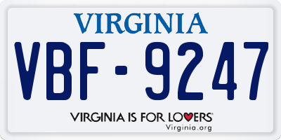 VA license plate VBF9247