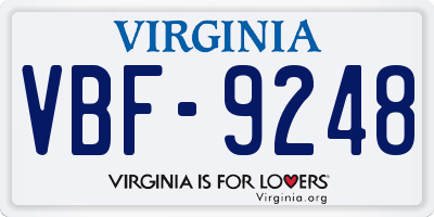 VA license plate VBF9248