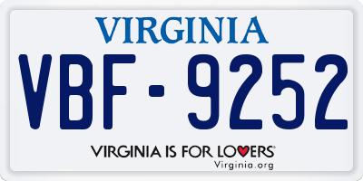 VA license plate VBF9252
